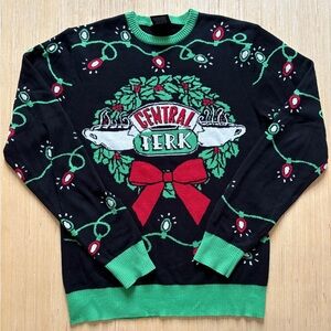 FRIENDS Ugly Christmas Sweater Adult Small CENTRAL PERK Festive Fun Wreath